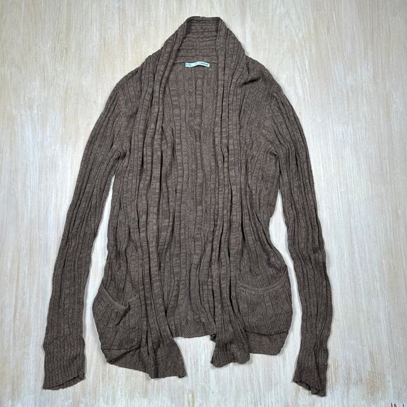 Maurices Brown Ribbed Open Front Neutral Cozy Casual Cardigan Sweater Medium - Picture 1 of 11